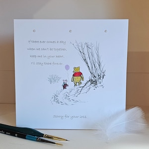 Lot de 6 cartes de condoléances aquarellées de belle main de Winne l'ourson.