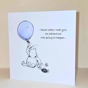 Cartão do Ursinho Pooh com Balão Aquarela - Não apenas uma impressão!