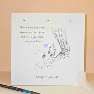 Belle carte de sympathie ballon aquarelle Winne l'ourson.