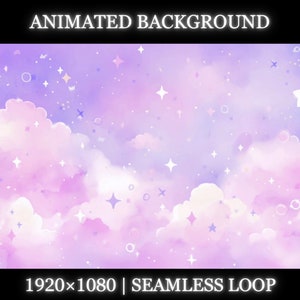 Vtuber animated background | Purple pink cloudy sky animated background | twitch stream overlay, Vtuber seamless looped background