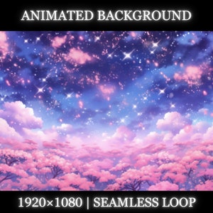 Vtuber animated background | Night sakura animated background | twitch stream overlay, Vtuber seamless looped background