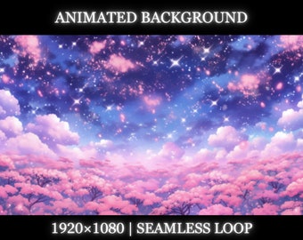 Vtuber animated background | Night sakura animated background | twitch stream overlay, Vtuber seamless looped background