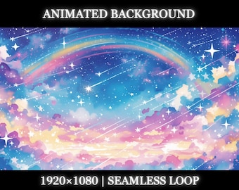 Vtuber animated background | Rainbow Background | twitch stream overlay, Vtuber seamless looped background