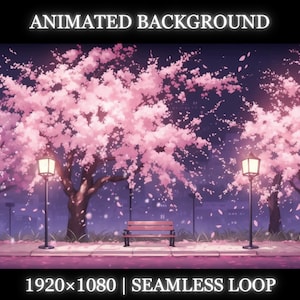 Vtuber animated background | Night sakura park animated background | twitch stream overlay, Vtuber seamless looped background