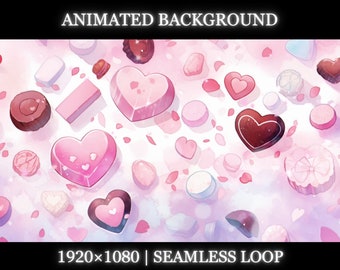 Vtuber animated background | Chocolate valentine animated background | twitch stream overlay, seamless looped background