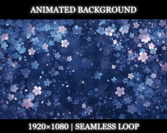 Vtuber animated background | Night sakura animated background | twitch stream overlay, Vtuber seamless looped background