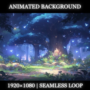 Vtuber アニメーション背景 | 魔法の森のアニメーション背景 | Twitch ストリームオーバーレイ、シームレスループ背景