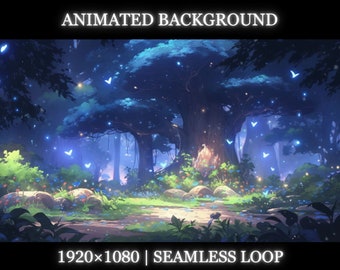Vtuber animated background | Magical forest animated background | twitch stream overlay, seamless looped background
