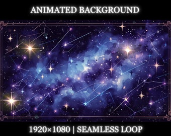 Vtuber animated background | Mysterious Purple Starry Sky Background | twitch stream overlay, Vtuber seamless looped background