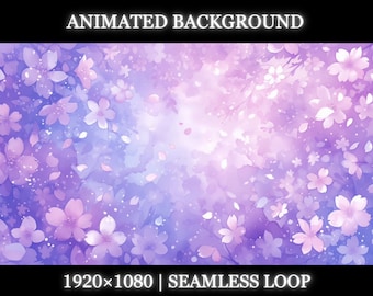 Vtuber animated background | Dreamy Purple Sakura Background | twitch stream overlay, Vtuber seamless looped background