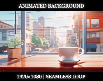 Vtuber animated background | Cozy cafe animated background | Cafe twitch stream overlay, Vtuber seamless looped background