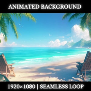 Vtuber animated background | Ocean view animated background | summer vibe cozy twitch stream overlay, seamless looped background