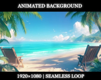 Vtuber animated background | Ocean view animated background | summer vibe cozy twitch stream overlay, seamless looped background