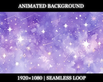 Vtuber animated background | Dreamy Purple Galaxy Background | twitch stream overlay, Vtuber seamless looped background