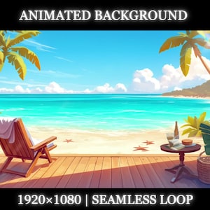 Vtuber animated background | Ocean view animated background | summer vibe cozy twitch stream overlay, seamless looped background
