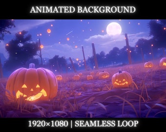 Vtuber Animated Background | Dreamy pumpkin patch | Halloween animated background, pumpkin background