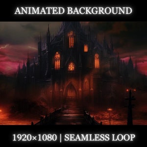 Vtuber animated background | Gothic cathedral animated background | Haunted, scary, Halloween themed, lightenings, dark, gothic castle