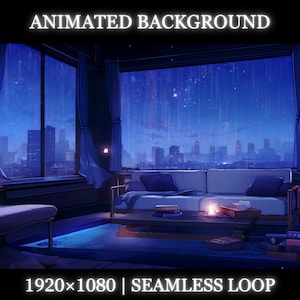 Vtuber animated background | Starry living room animated background | twitch stream overlay, Vtuber seamless looped background