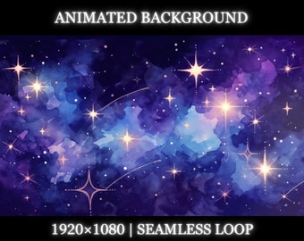Vtuber animated background | Mysterious Purple Starry Sky Background | twitch stream overlay, Vtuber seamless looped background