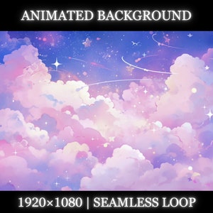 Arrière-plan animé Vtuber | Fond animé de ciel étoilé rose pourpre | Superposition de flux de contraction, arrière-plan transparent Vtuber en boucle