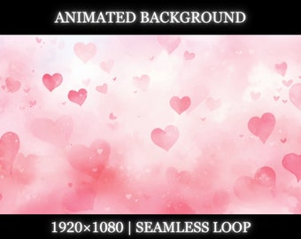 Vtuber animated background | Heart valentine animated background | twitch stream overlay, seamless looped background