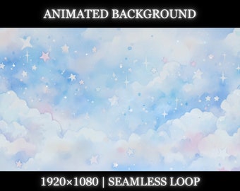 Vtuber animated background | Dreamy blue sky animated background | twitch stream overlay, Vtuber seamless looped background