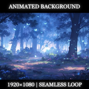 Vtuber アニメーション背景 | 魔法の森のアニメーション背景 | Twitch ストリームオーバーレイ、シームレスループ背景