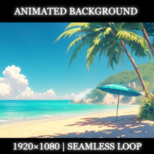 Vtuber animated background | Ocean view animated background | summer vibe cozy twitch stream overlay, seamless looped background