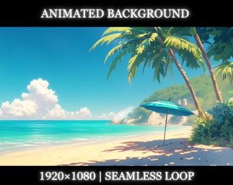 Vtuber animated background | Ocean view animated background | summer vibe cozy twitch stream overlay, seamless looped background