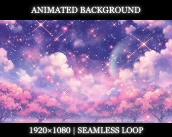 Vtuber animated background | Night sakura animated background | twitch stream overlay, Vtuber seamless looped background
