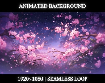 Vtuber animated background | Night sakura animated background | twitch stream overlay, Vtuber seamless looped background