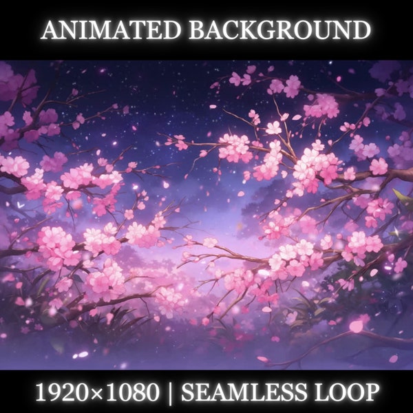 Vtuber animated background | Night sakura animated background | twitch stream overlay, Vtuber seamless looped background