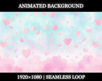 Vtuber animated background | Heart valentine animated background | twitch stream overlay, seamless looped background