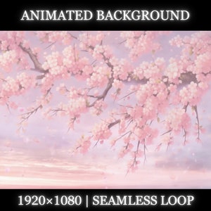 Vtuber animated background | Set of 2 watercolor sakura animated background | twitch stream overlay, Vtuber seamless looped background