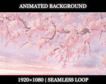 Vtuber animated background | Set of 2 watercolor sakura animated background | twitch stream overlay, Vtuber seamless looped background