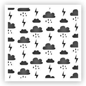 Storm Background Cloud Rain Lightning Stencil - Choose a Size - Laser-Cut Reusable Plastic