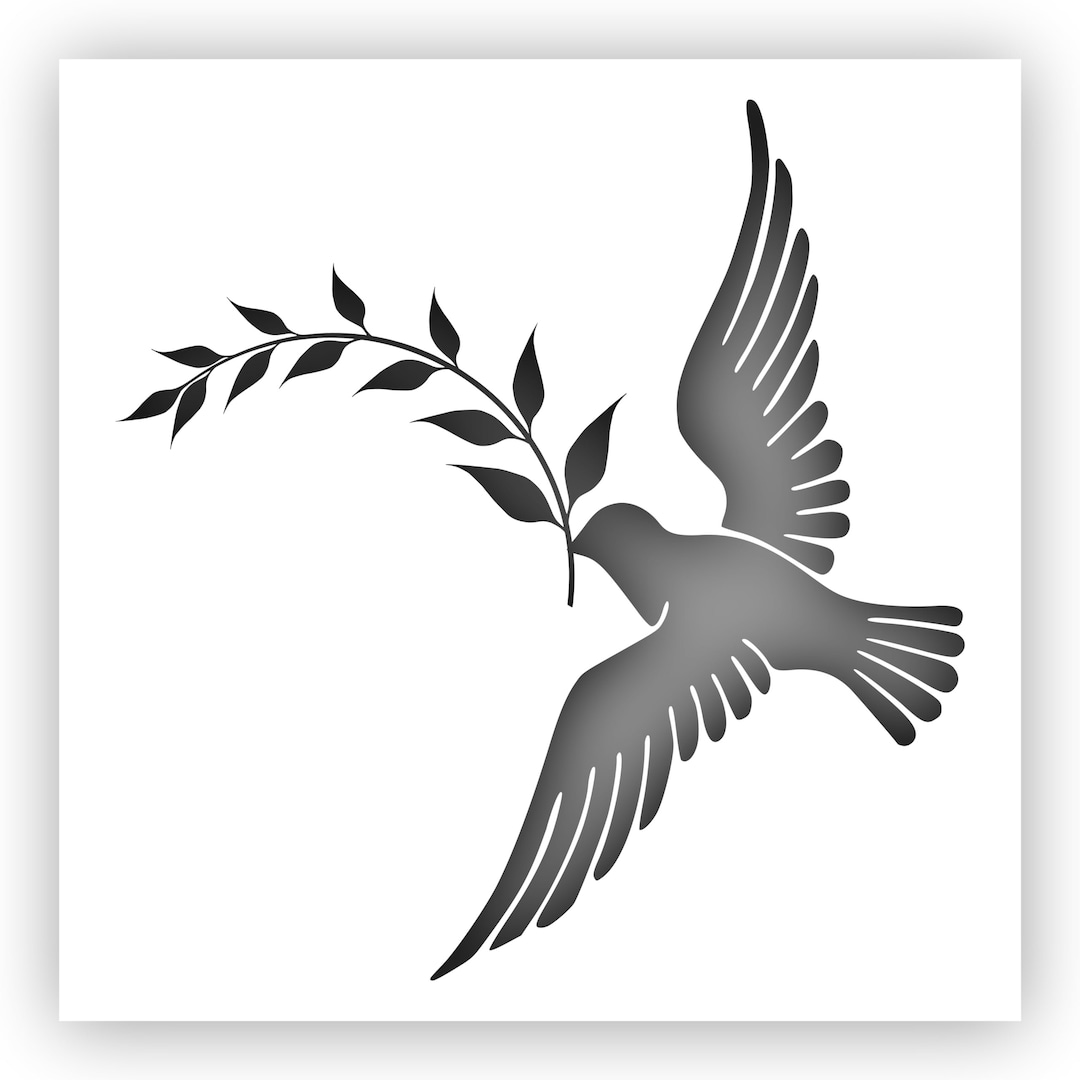 Dove With Olive Branch Stencil - Choose a Size - Laser-cut Reusable ...
