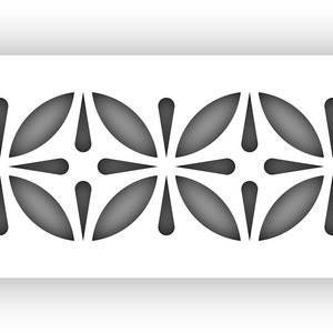 May include: A repeating pattern of gray stylized flowers with rounded petals and a central circle. The pattern is on a white background.