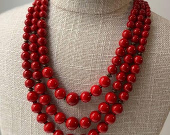 Red Necklace Ethnic Jewellery Folk Art Gift for Women