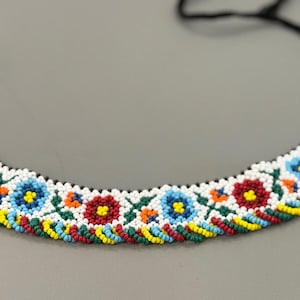 White Sylyanka seed bead necklace Beaded collarUkrainian Czech Vyshyvanka Sylyanka-collar author&#39;s work Traditional Ukraine Handmade Gift