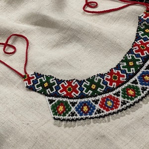 Ukrainian sylyanka seed bead necklace Beaded collar Czech Vyshyvanka Sylyanka-collar author&#39;s work Traditional Ukraine Handmade Gift