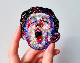 Yawning Apprentice Mihaly Munkacsy Beaded Brooch