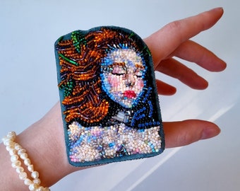 Ophelia's Portrait Beaded Brooch - Inspired by Shakespeare's Hamlet