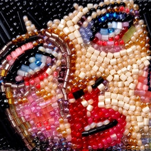 Pulp Fiction Mia Wallace Portrait Beaded Brooch