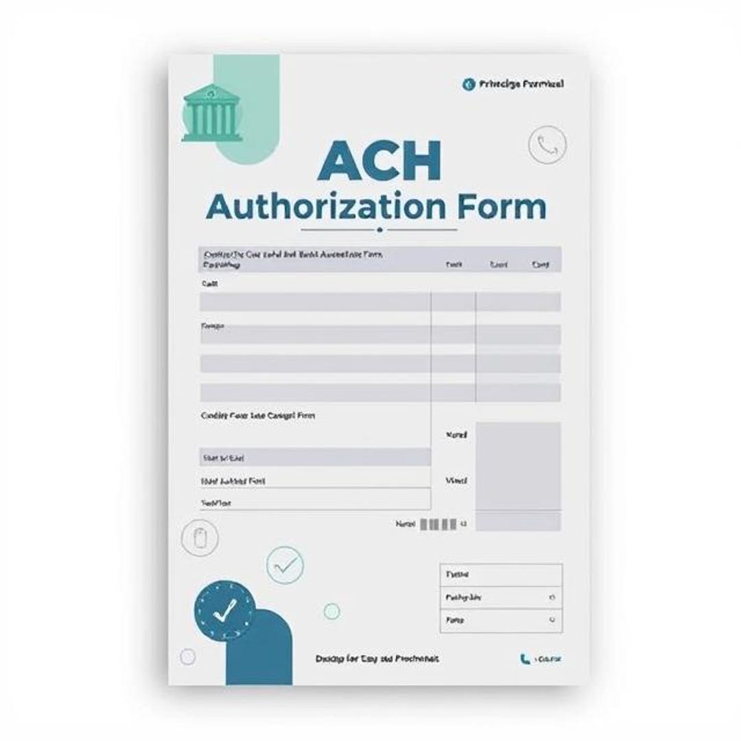 Printable ACH Authorization Form Template: Fillable Automatic Payment ...