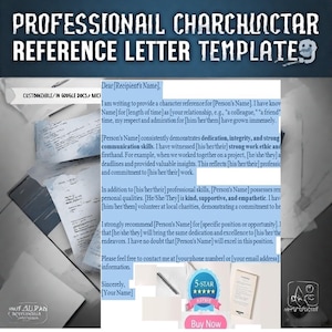 Professional Character Reference Letter Template | Customizable in PDF & Word | Perfect for Applications,and More | Instant Download