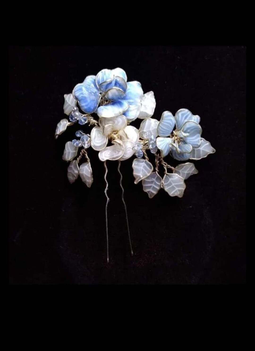 Blue Bridal Hair Pin Something Blue for Bride Blue Flower Etsy