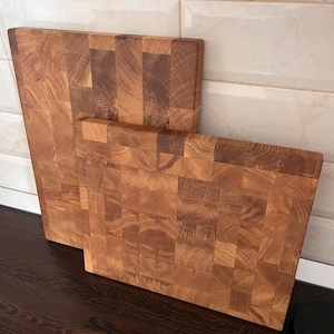 Handmade End Grain Oak Cutting Board: Durable Butcher Block Style