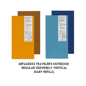 2026 68pagesx2 Traveler&#39;s Notebook Weekly Vertical (Timeline Vertical) Diary Refill (Refill) Schedule Book