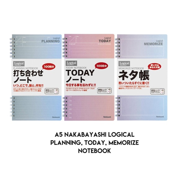 A5 Nakabayashi Logical Notebook Planning, Today, Memorize - Etsy